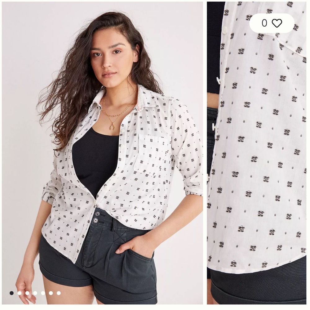 Maeve by Anthropologie Clip Dot Relaxed Buttondown